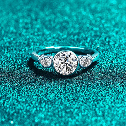 Pear Round Cut Full Moissanite Ring for Women 925 Sterling Silver with White Gold Plated Lab Diamond Rings Wedding Band