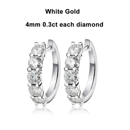 D Color Moissanite Loop Earring 925 Sterling Sliver Plated with 18k White Gold Earring for Women Sparkling Fine Jewelry