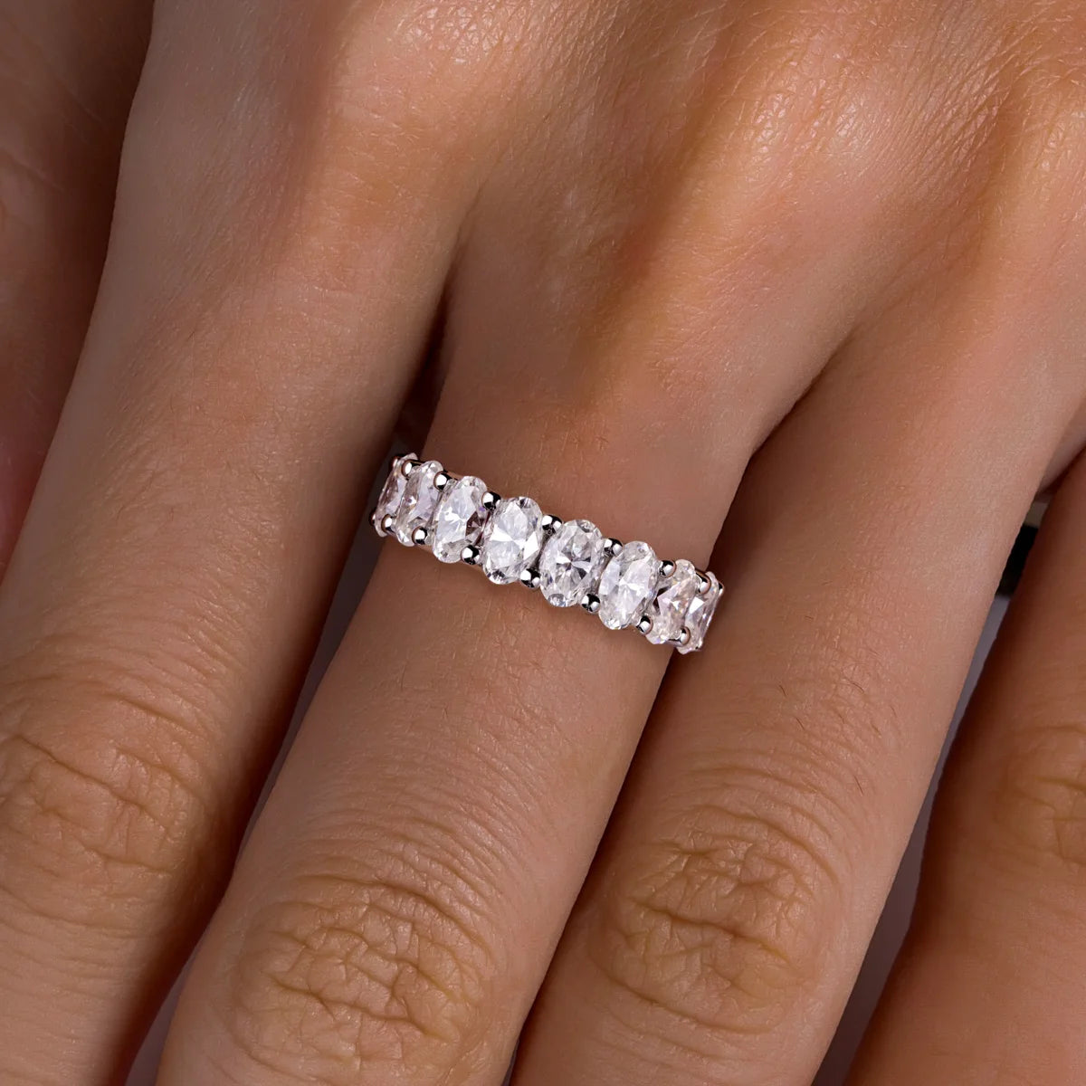 0.5ct Oval Cut Moissanite Wedding Bands 925 Sterling Silver Lab Created Diamond Half Eternity Rings Jewelry Wholesale