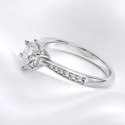 Real 0.3-3CT Moissanite Wedding Ring for Women Sterling Silver Round Brilliant Diamond Solitaire Engagement Rings Gift