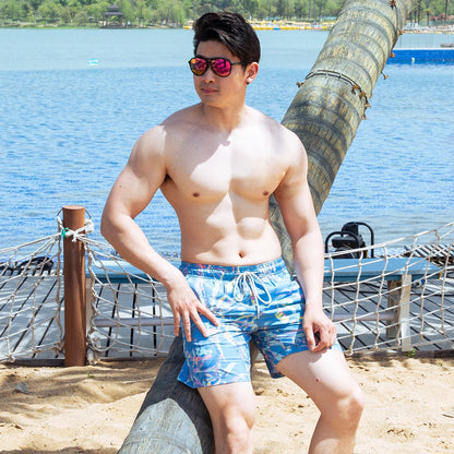 Beach Men's Swim Shorts Flower 3D Printed Surfing Board Shorts Quick Dry with Mesh Lining and Pockets Struck Shorts