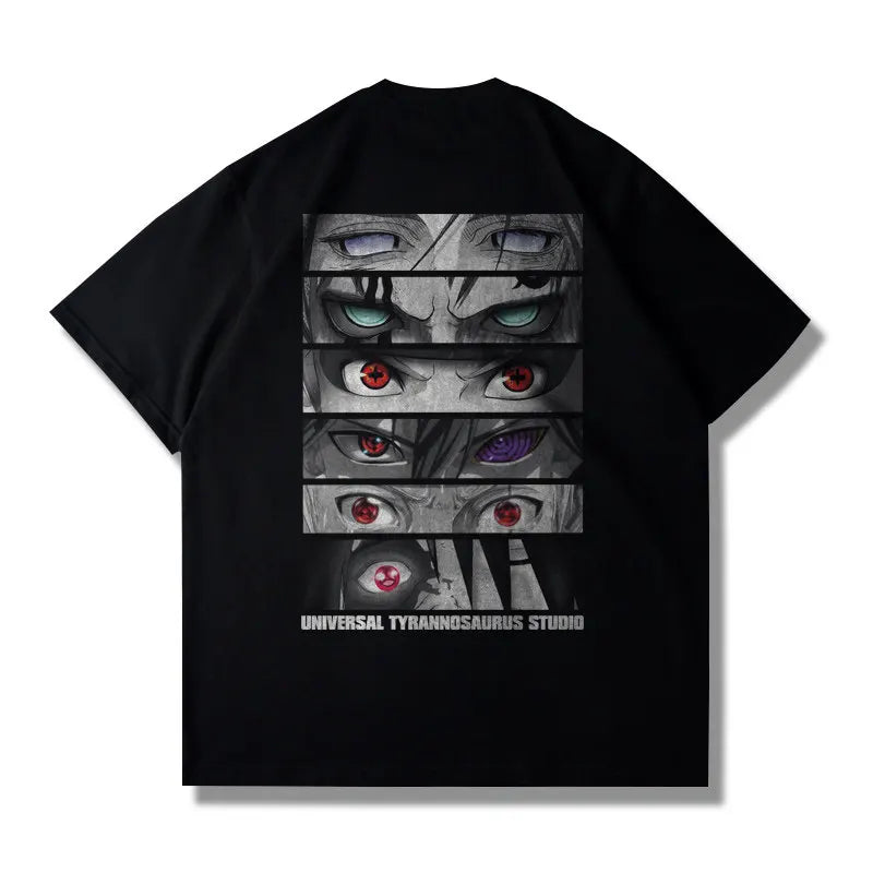 Camiseta Estampada com Estampa de Olho Estilo Fatiado, Produtos de Anime IP, Mangas Curtas Casuais para Adultos e Crianças