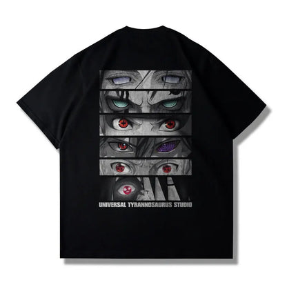 Camiseta Estampada com Estampa de Olho Estilo Fatiado, Produtos de Anime IP, Mangas Curtas Casuais para Adultos e Crianças