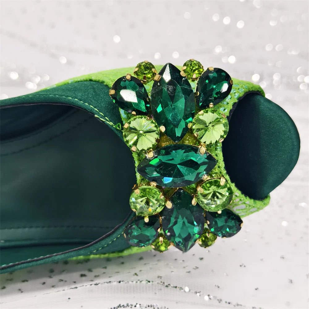 2026 New INS Style Green Elegant High Heels & Matching Bag Set for Women – Popular Nigerian Designer Shoes for African Ladies