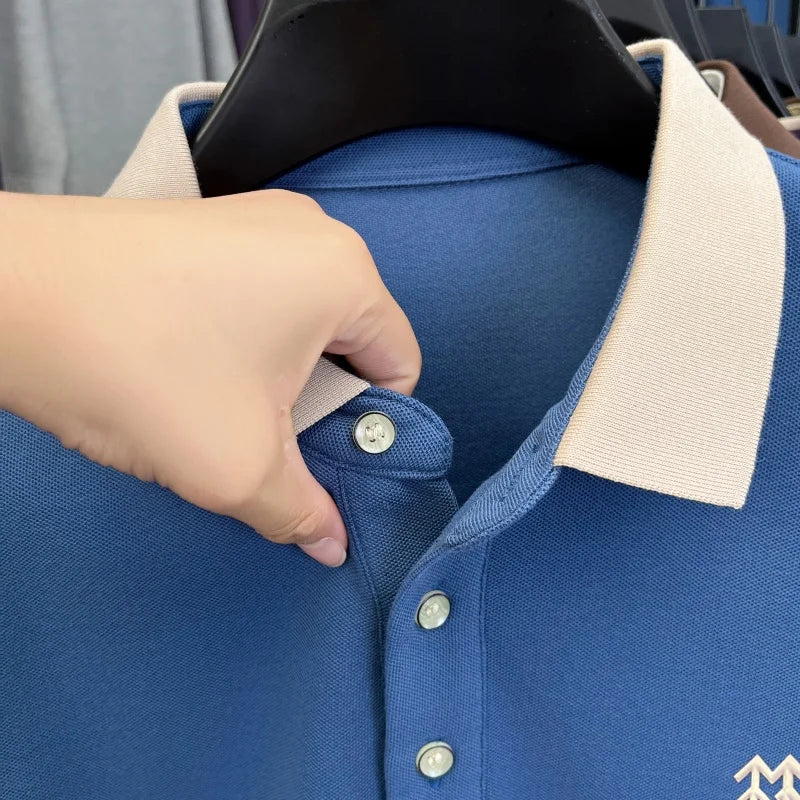 Design Brand Men's Polo Shirt Lapel Exquisite Embroid Long Sleeve Autumn New Breathable T-Shirt Business Leisure Trend Men'swear