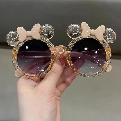 New Cute Crystal Bow Girls Children Sunglasses Fashion Trend Personalized Cartoon Sun Glasses Kids Shiny Eyewear