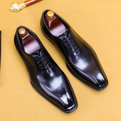 Italian Luxury High Quality Elegant Male Natural Genuine Leather Social Shoes Office Career Business Formal Solid Oxfords Shoes