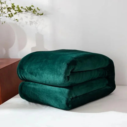 Soft Flannel Fleece Blanket Plush Velvet Throws,Dark Green Bed Linen Sheet Bedspread Home Office 200*230cm Summer Quilt