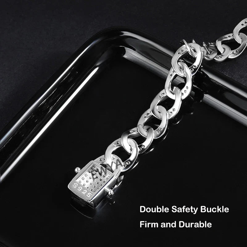 Full 1.2mm D Color Moissanite Cuban Chain Bracelet For Men Women S925 Silver Pass Diamond Test 8mm Wide Link Bracelets Gift