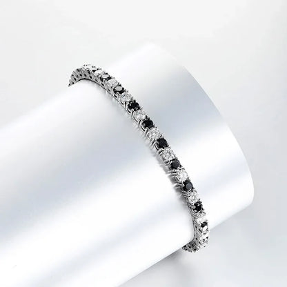 GRA Certified 3/4/5mm Full Black Moissanite Tennis Bracelet for Women Men 925 Silver Plated 18K Rose Gold Link Bracelets