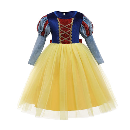 Holiday Party Birthday Gift Girls Cosplay Elsa White Snow Moana Princess Dress Summer Casual Dress + Accessories Set