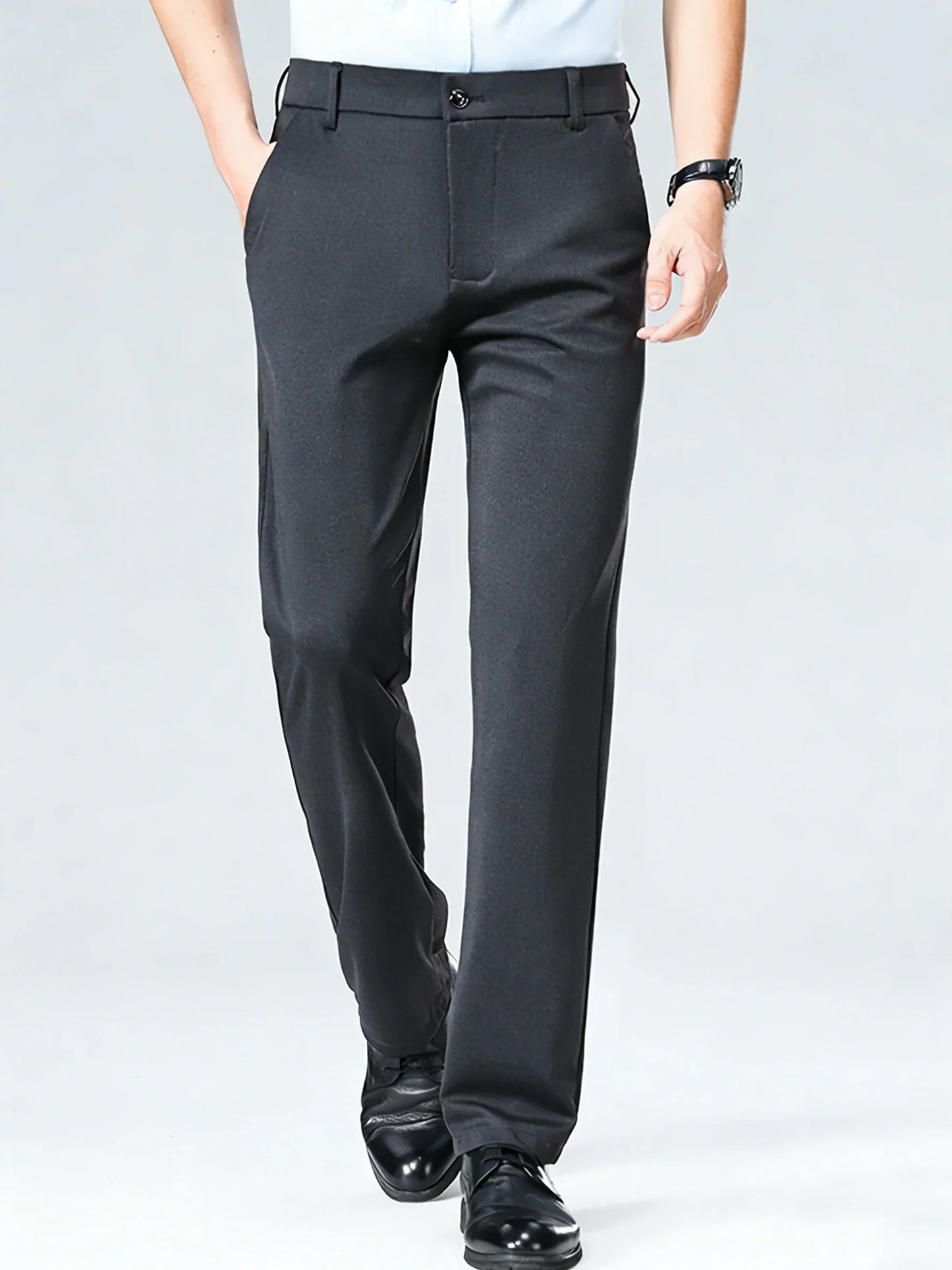 Men's Four-Way Stretch Business Casual Pants - Spring/Autumn Elastic Comfort Formal Dress Trousers for Office & Daily Wear