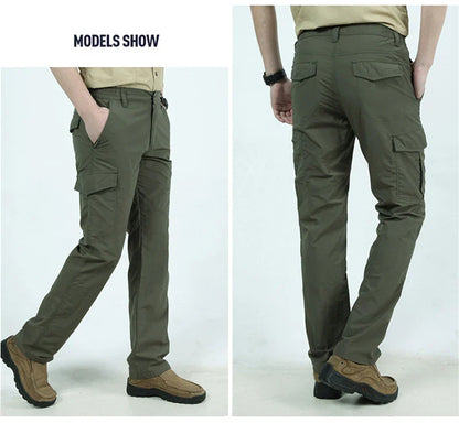 Summer Quick Dry Pants Men Tactical Cargo Trousers Outdoor Work Waterproof Cargo Trousers Multi-pocket Wear-Resistant Train Pant