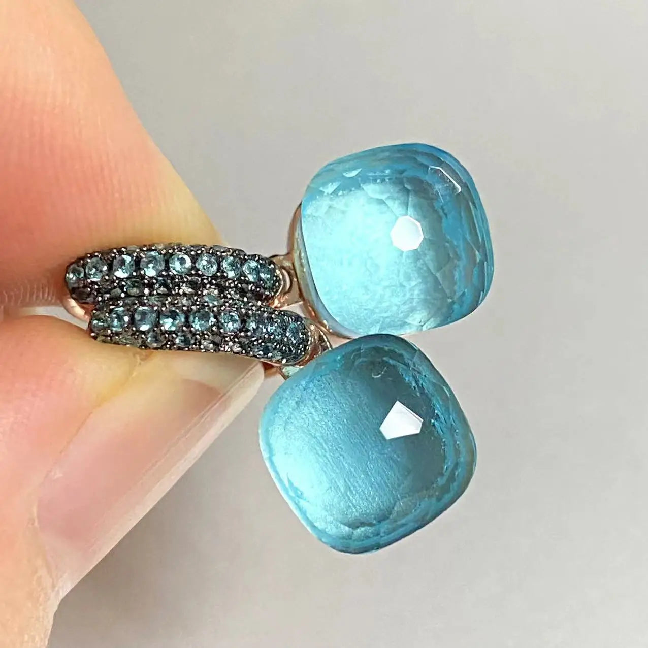 Classic Nudo Earrings Inlay Blue Topaz Zircon With Black Gun Plated Brown Crystal Earrings Fashion Jewelry Gift For Women
