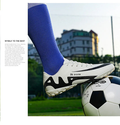 Professional FG/TF Soccer Cleats Men Football Boots Long Spike Grass Match Breathable Lightweight Comfortable Training Sneakers