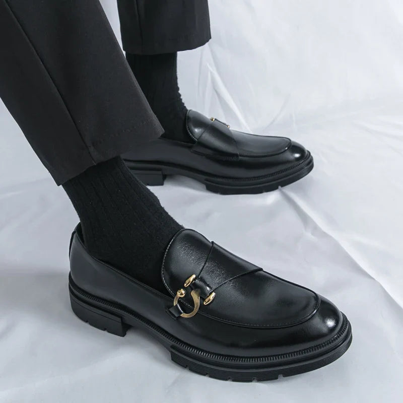 Men's Leather Loafers Slip On Office Casual Business Leather Shoes For Men Wedding Oxford Shoes Male Party Formal Derby Shoe Man