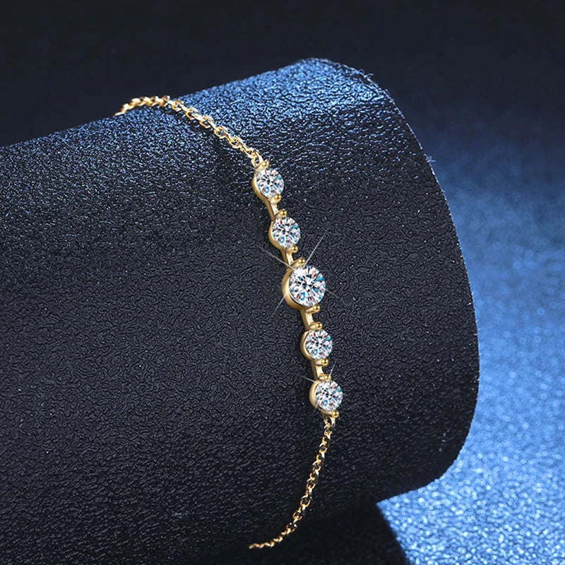 Micro Full 2/2.5/3mm D Color Moissanite Diamond Tennis Bracelet for Woman 925 Silver Plated 18k Adjustable Link Bracelets