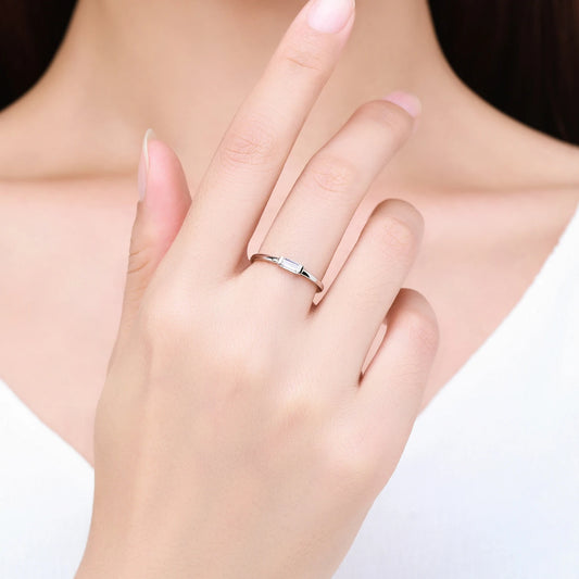 925 Sterling Silver Fashion Emerald Cut Shiny Clear CZ Wedding Female Rings for Women Simple Rectangle Ring Fine Jewelry