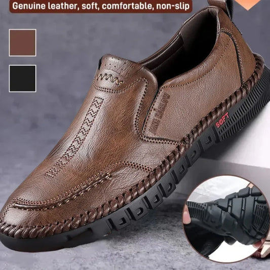 Men's Hand-Stitched Genuine Leather Shoes – Durable Casual Footwear for Everyday Wear