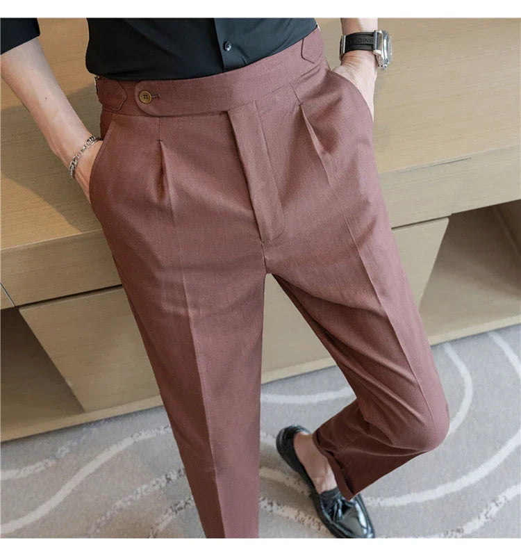 90% Linen 10% Cotton 2024 Suit Pants Naples Breathable Casual Pants Men's Height Suit Pant M-3XL Men's Straight Pants