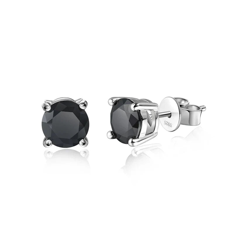 0.5/1/2 CT Real D VVS1 White Black Green Moissanite 100% 925 Sterling Silver Stud Earrings Sparking Fine Jewelry For Women