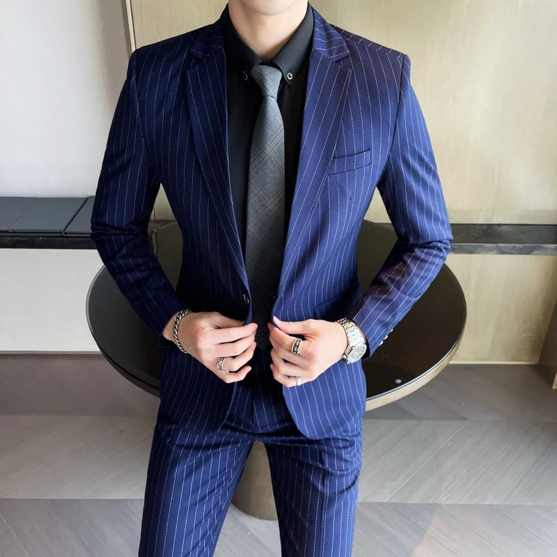 Conjunto Masculino de Terno e Calça de Luxo 2023 Britânico Festa de Casamento Moda Negócios Casual Tendência Duas Peças