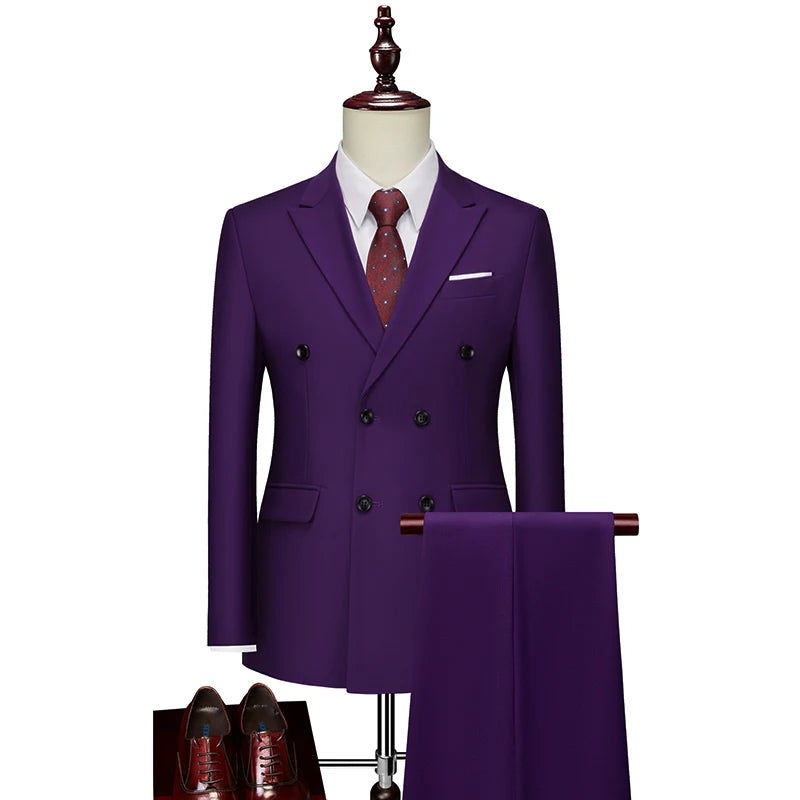 Men's Slim Fit 2 Piece Suit Elegant Business Wedding Party Blazer Jacket PantsElevate Your Look