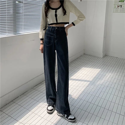 Women Denim Pants  Vintage Straight Trousers