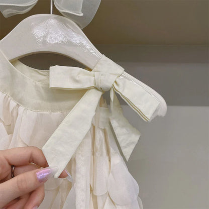 Bear Leader Girls' Dress 2023 Summer New Girls' Bow Fold Sleeveless Tank Top Dress Girls' Princess Dress Kids' Fashion Clothing