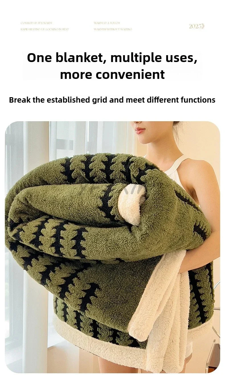 Super Thick and Warm Flannel Blanket Super Soft Fluffy Queen Size Bed Blanket Cozy Skin-friendly Multifunctional Nap Blanket