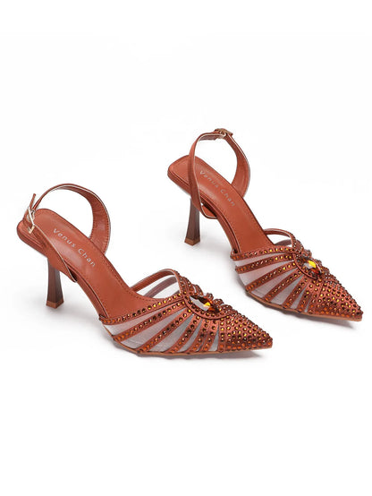 Elegant Fruit Green Women's Heels and Rhinestone Handbag Set - Italian Design for Weddings and Parties