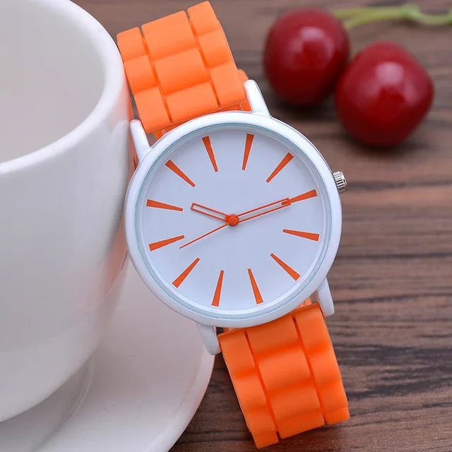 Women's Watches Ultrathin Silicone Ladies Bracelet Large Dial Korean Edition Female Student Fashion Quartz Wristwatch UTHAI CE76
