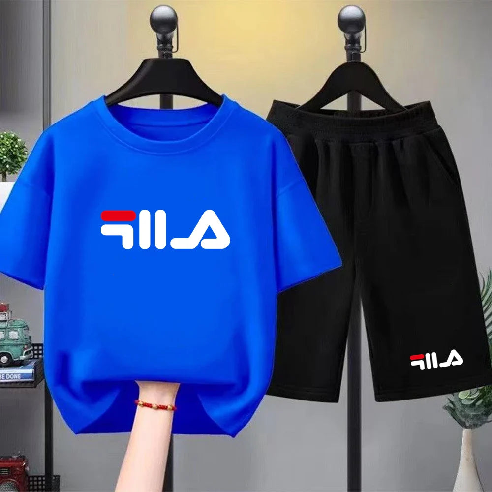 Children Print T-shirt Summer Clothes 3-12Yrs Boys Girls Short-sleeved Top+Shorts Casual Brand Fashion Sports Set Clothing
