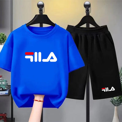 Children Print T-shirt Summer Clothes 3-12Yrs Boys Girls Short-sleeved Top+Shorts Casual Brand Fashion Sports Set Clothing