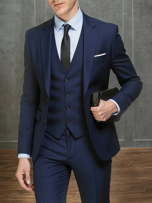 New Arrival Men's 3-Piece Suit Slim Fit Formal Set – Perfect for Wedding, Party, Business, Prom & All Formal Occasions