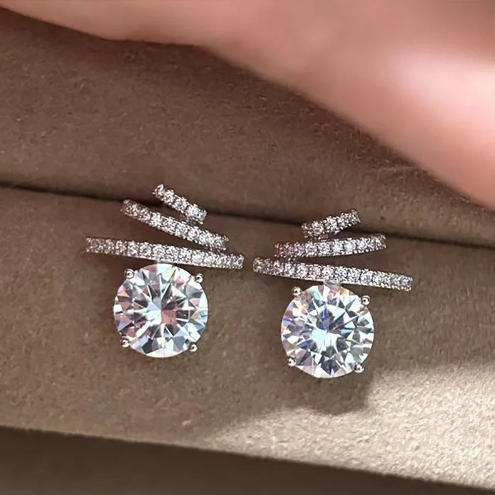8mm/2carat Real Moissanite Stud Earrings for Women D Color VVS1 Sparkling Diamond with GRA Certificates S925 Silver Earrings
