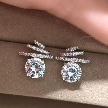 8mm/2carat Real Moissanite Stud Earrings for Women D Color VVS1 Sparkling Diamond with GRA Certificates S925 Silver Earrings