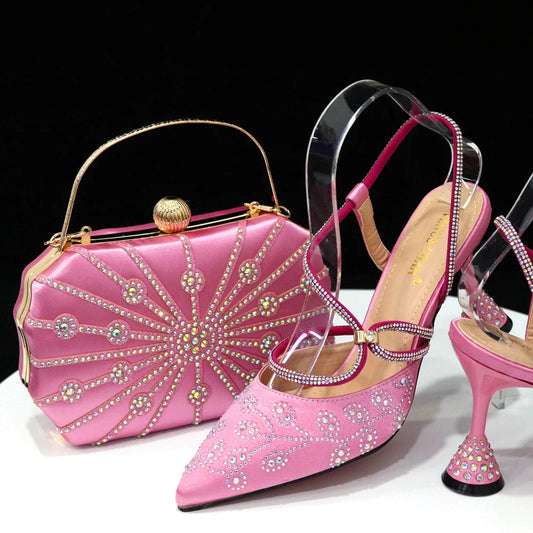 Ladies High Quality Wine Color Women's Pumps And Bag Italian Fashion Design Bag For Nigeria Wedding Party