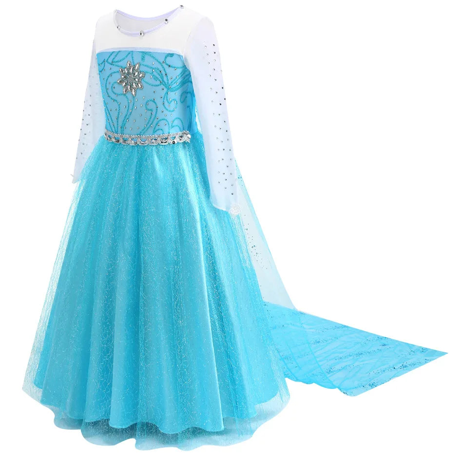 Girl Princess Dress Halloween 2026 Cosplay Party Costume Snow Queen Princess Clothes Children Outfit