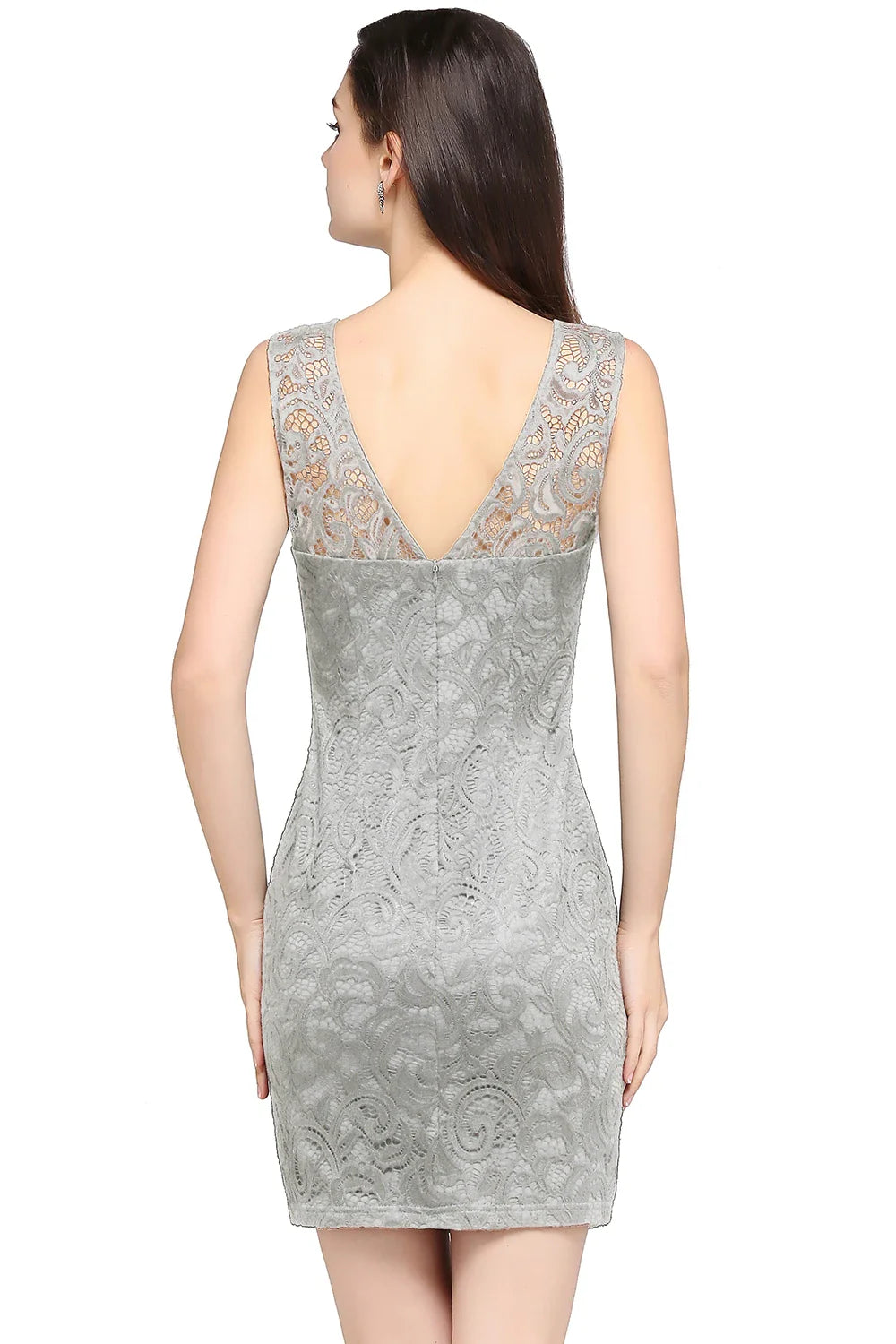 Purple Illusion Lace Cocktail Dress Elegant Women Sexy Backless Tight Mini O Neck Blue Evening Party Prom Gown Vestido De Gala