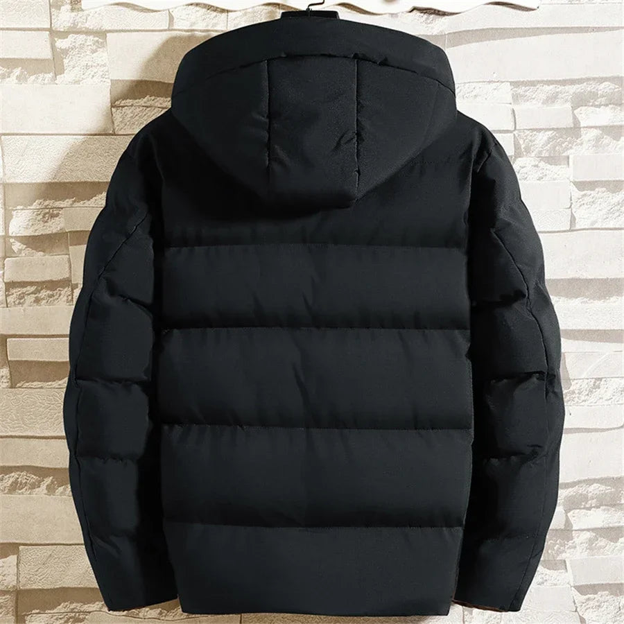 Winter Men Jacket Autumn Warm Fashion Thickened Cotton Padded Jackets Hooded Casual Coats Male Windproof Plus Size Solid Outwear