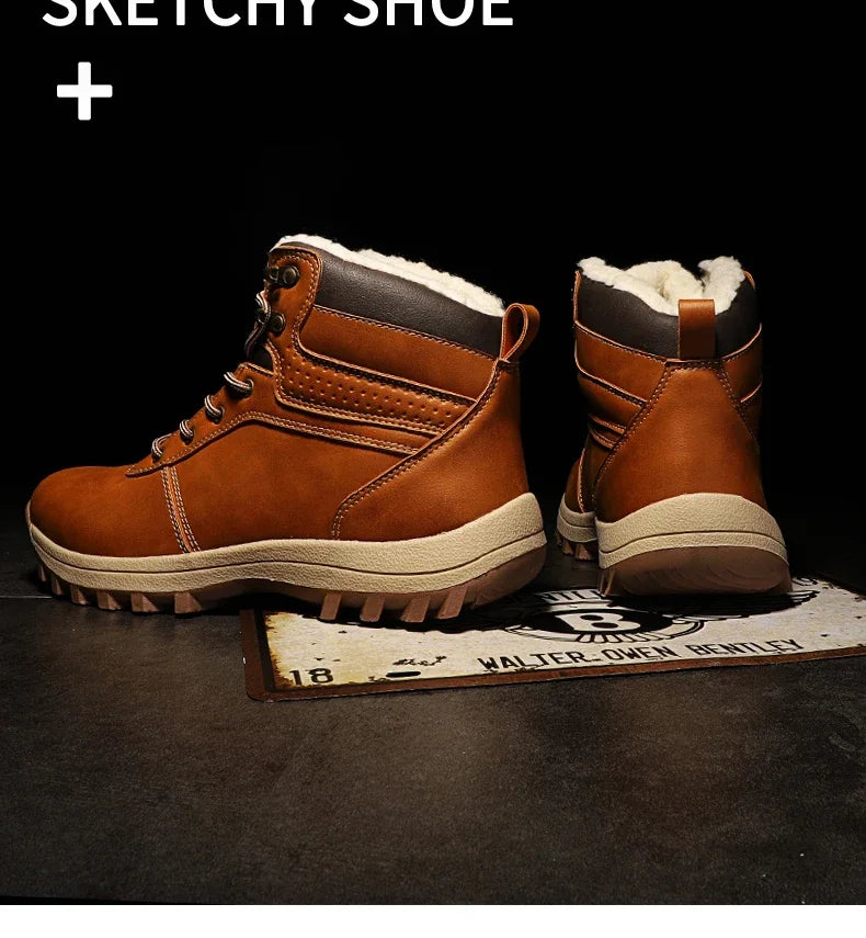 Men Boots High Quality Hking Shoes High Top Shoes Tactical Sneakers Snow Wniter Boots Outdoor Mountaineering Camping Thick Sole