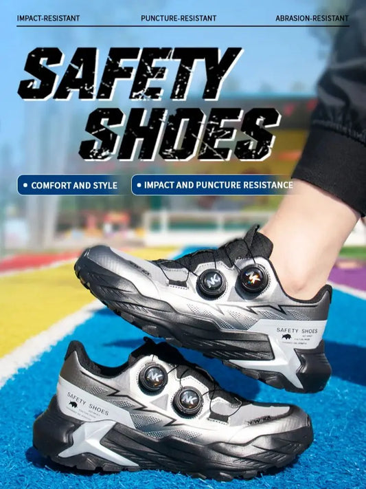 New Four-Season Safety Work Shoes, Steel Toe Anti-Smash & Anti-Penetration, Quick-Turn Buckle, Tech-Style Lightweight Wear-Resis