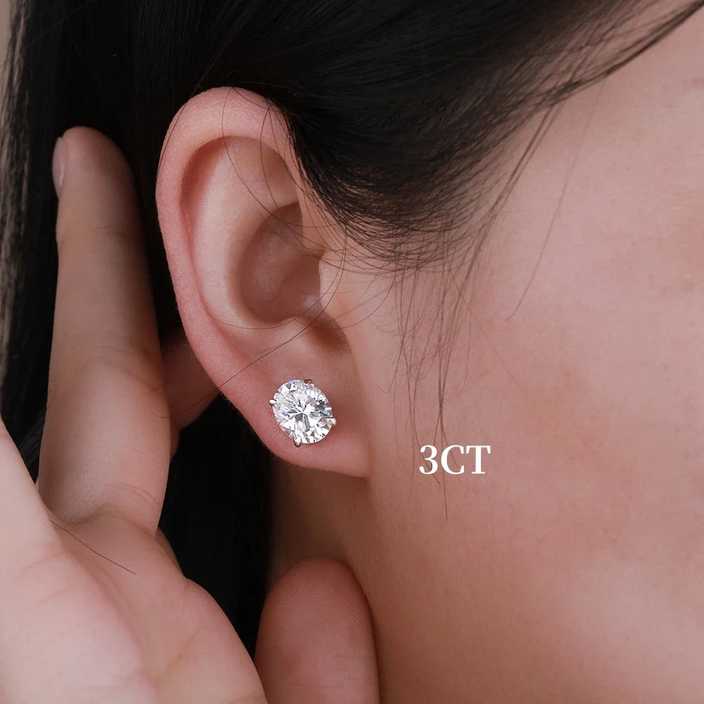 1-4CT Oval Moissanite Stud Earrings S925 Silver Sparkling Diamond Ear Studs For Women Men Wedding 18K Plated Jewelry GRA