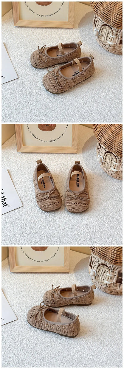 Kids Sandals for Girls Summer New Non-slip Sole Toddler Beach Vacation Shoes with Cute Bowtie Princess Ballet Mary Jane Flats