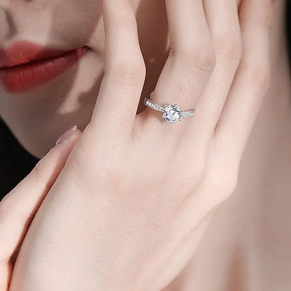 Real 0.3-3CT Moissanite Wedding Ring for Women Sterling Silver Round Brilliant Diamond Solitaire Engagement Rings Gift