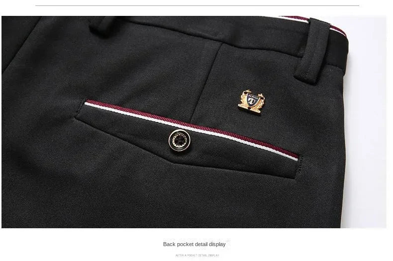 Casual Suit Pants Stretch Men's Dress Pants Black Navy Blue Suit Pants Straight Slim-Fit Business Formal Trousers Plus Size 40