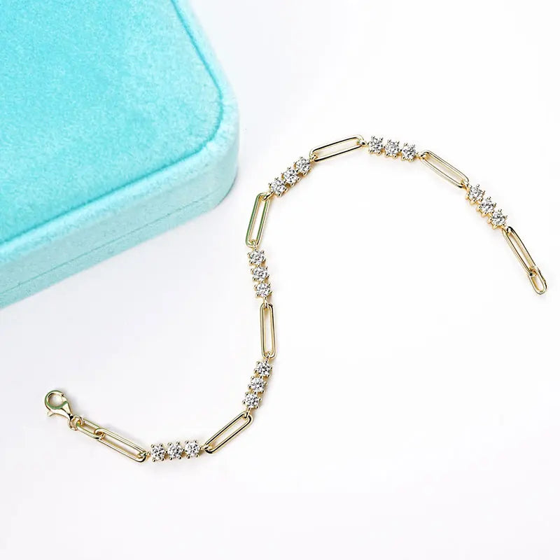 3MM Moissanite Bracelet For Women 925 Sterling Silver Adjustable Chain Bracelets Luxury Fashion Jewelry with Certified