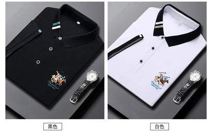 2024 Men's Cotton New Summer Exquisite Embroidered Short sleeved Polo Shirt Business Leisure Breathable T-Shirt Top Men's Wear