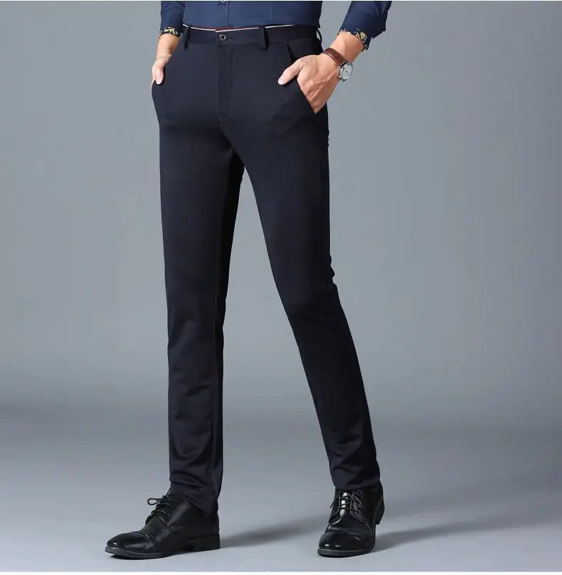 Classic Black Men's Office Dress Pants for Business Formal Fashionable Slim Fit Men's Suit Pants Casual Trousers Plus Size 28-40